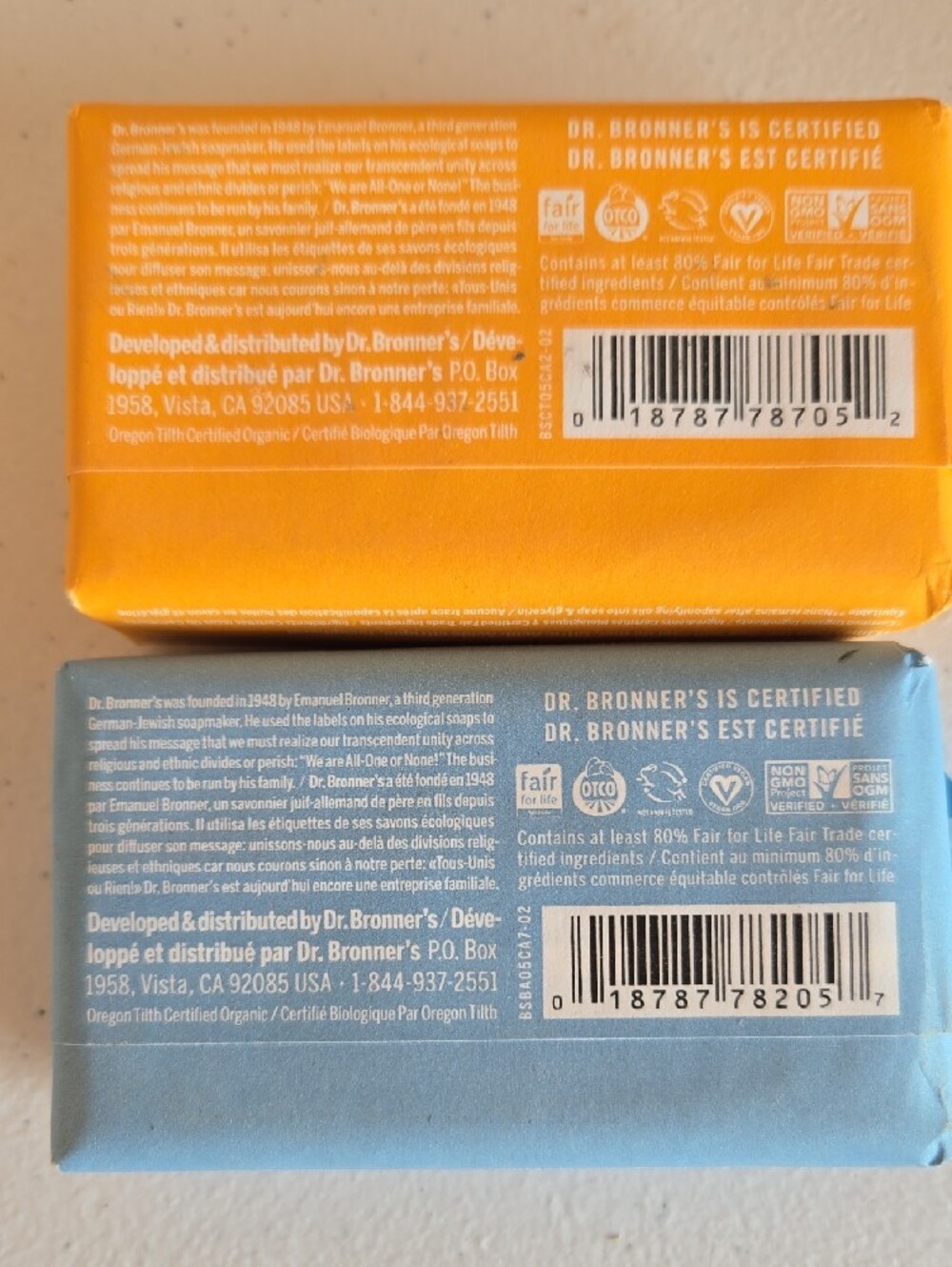 Dr. Bronner's Pure-Castile Bar Soap - Citrus & Baby Unscented - Picture 2 of 2